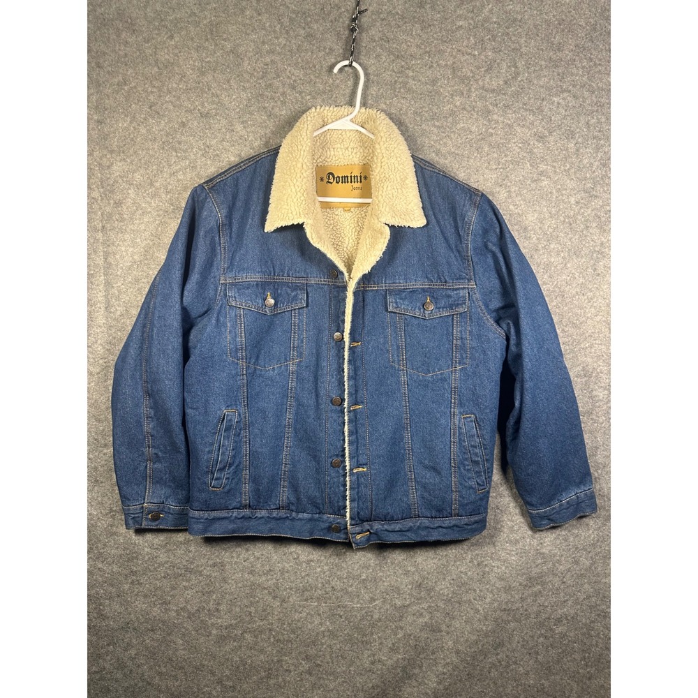 Domini Jeans Mens XL BlueDenim Sherpa Lined Trucker Jacket Cotton Coat RN 104792